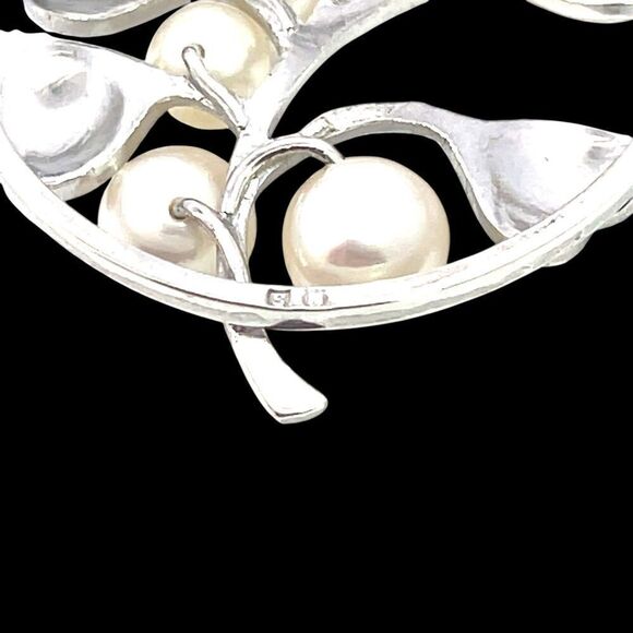 Mikimoto Estate Akoya Pearl Circular Flower Brooch Pin Sterling Silver M421 - Picture 10 of 12